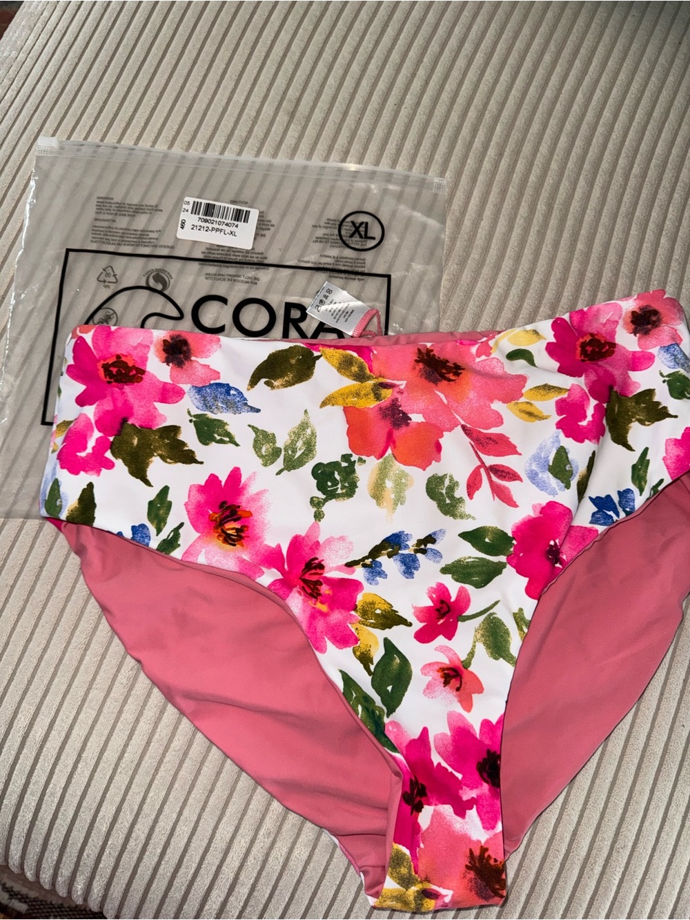 Coral Reef Reversible Floral High-Waist Swim Bottoms - NWT